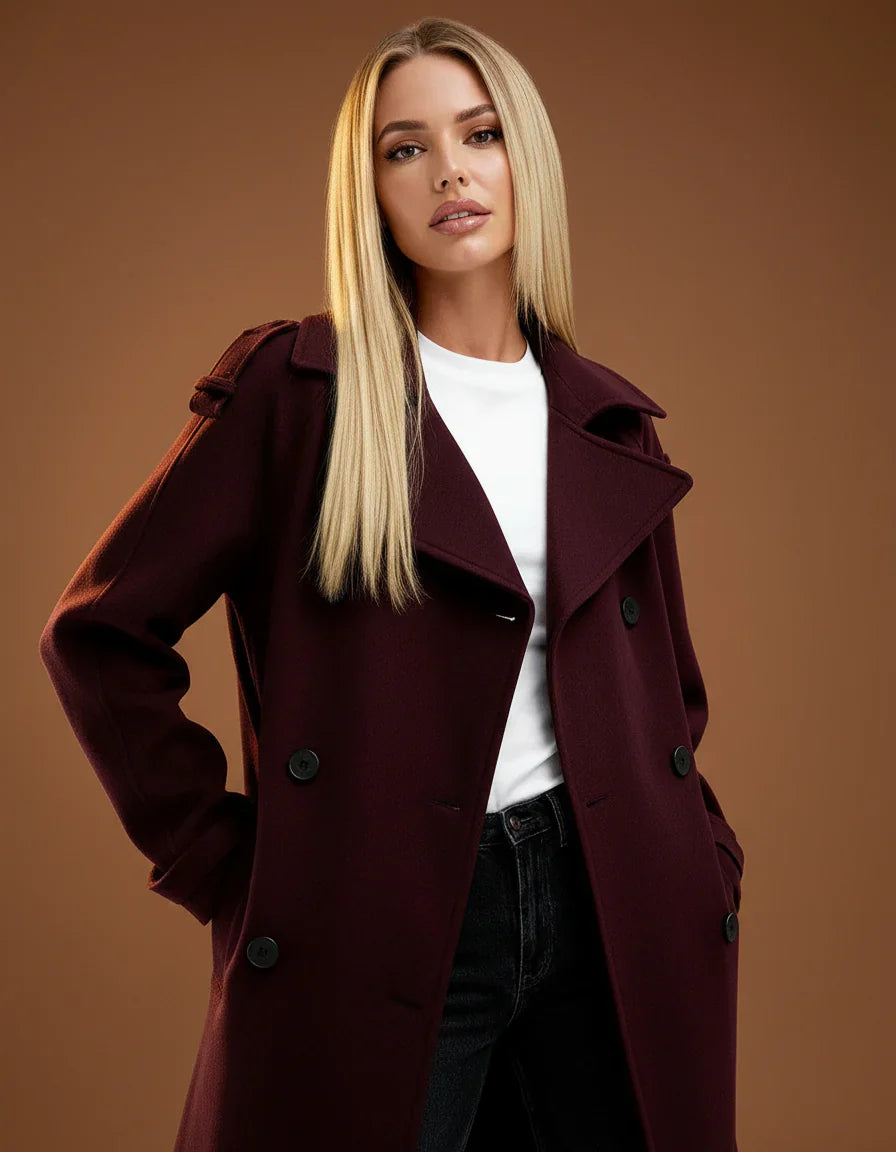 IVANA™ | Burgundy Trench Coat