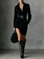 LUNA™ | Suede Belted Mini Dress