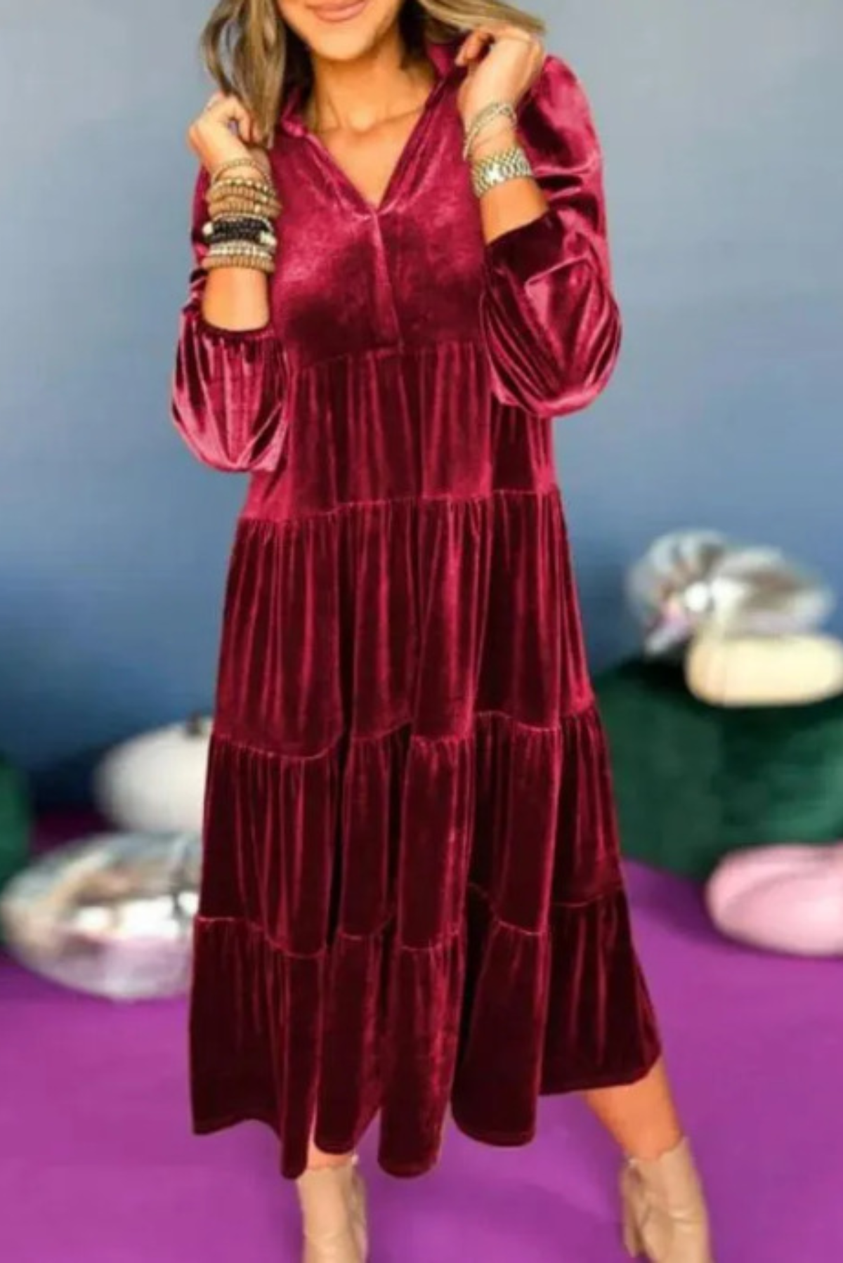 DALORA™ - Velvet Midi Dress