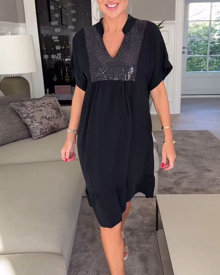 VALORA™ - Chic Sequin Accent Dress
